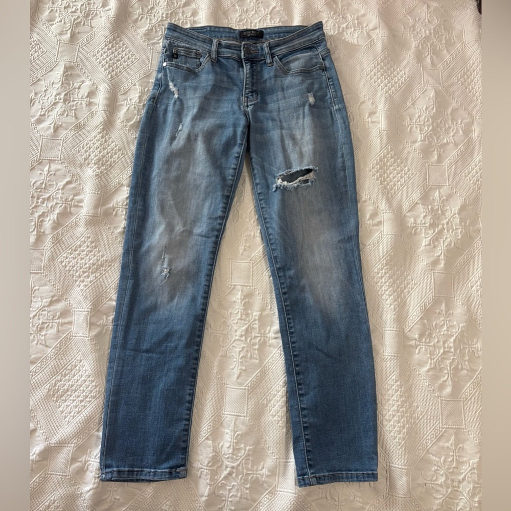 Judy Blue Skinny Fit Denim Light Wash Blue Stretch Distressed Women's 3/26